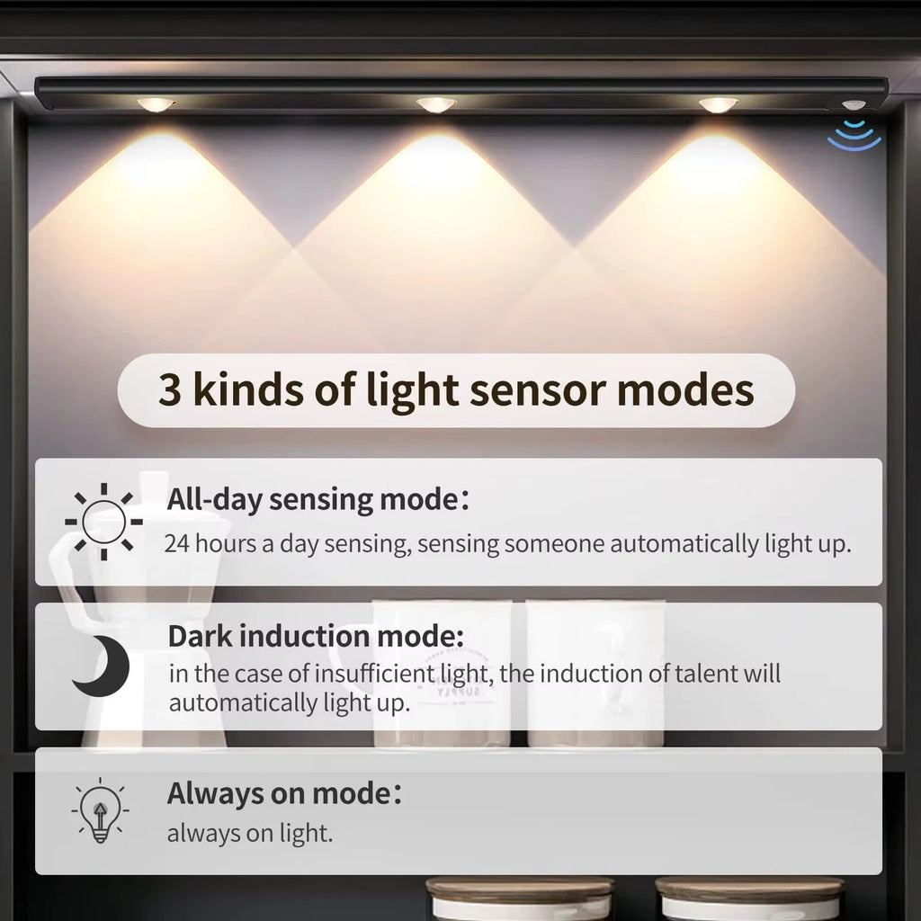 Slim Rechargeable LED Cabinet Light with Motion Sensor – 20–50cm