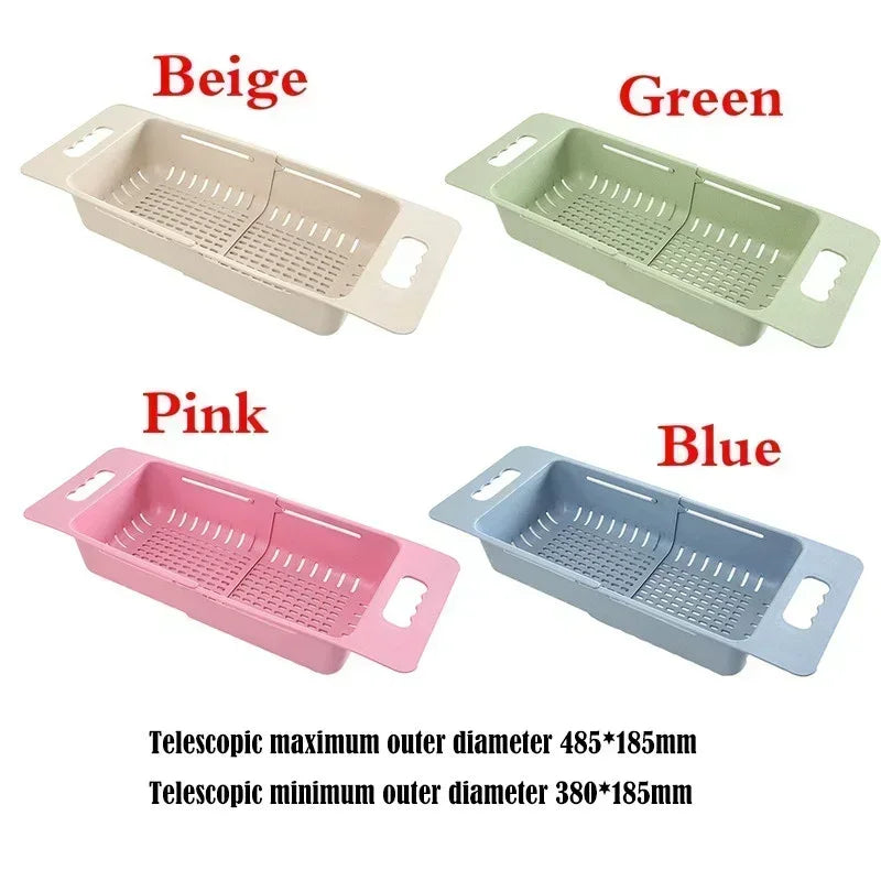 Adjustable Expandable Sink Colander & Drain Basket — Eco-Friendly Wheat Straw | Fits All Sinks