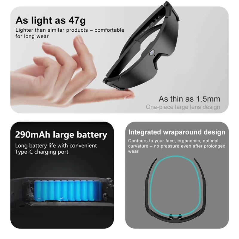 AI Smart Glasses with Camera, Touch Controls & Bluetooth