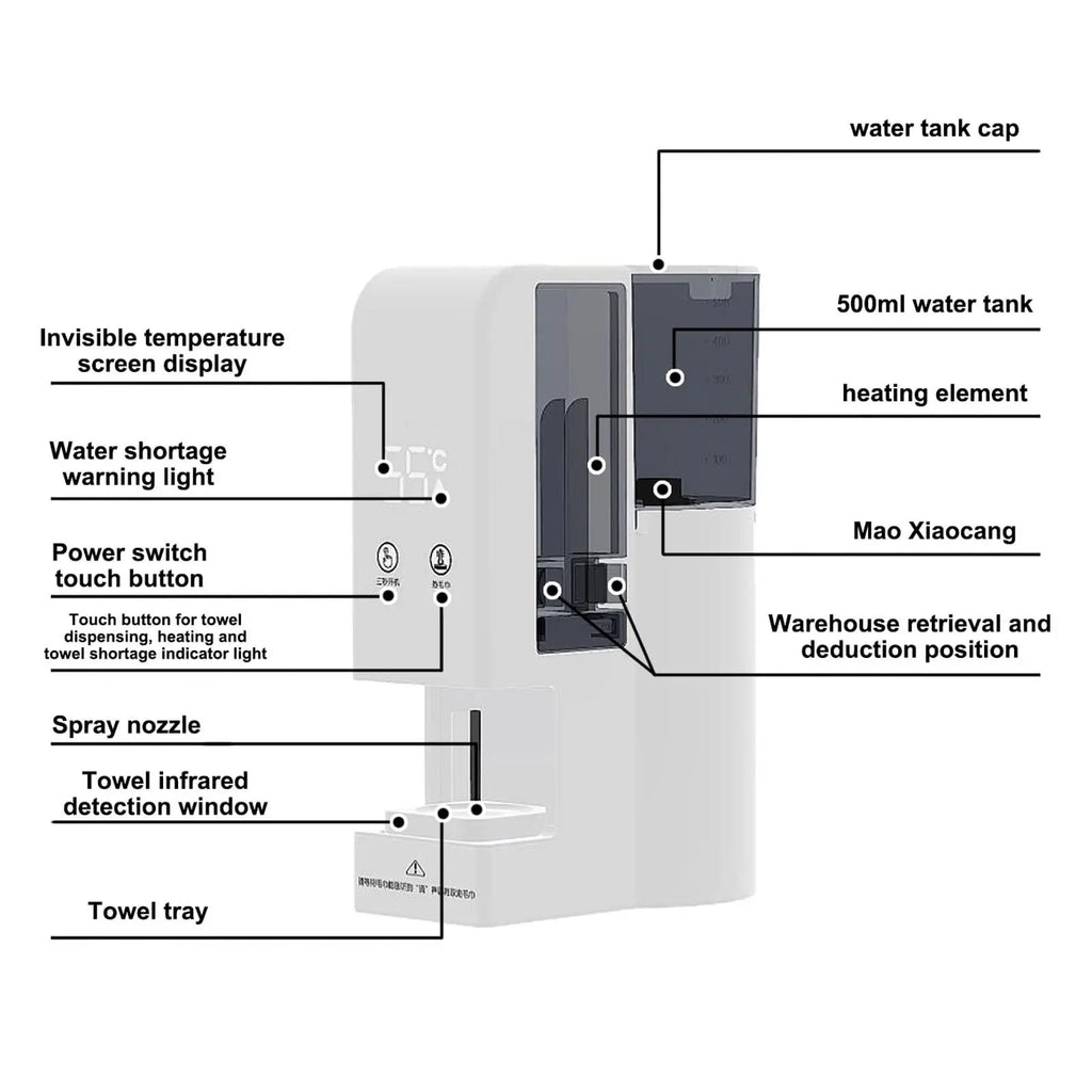 Warm Face Towel Dispenser with Temperature Display