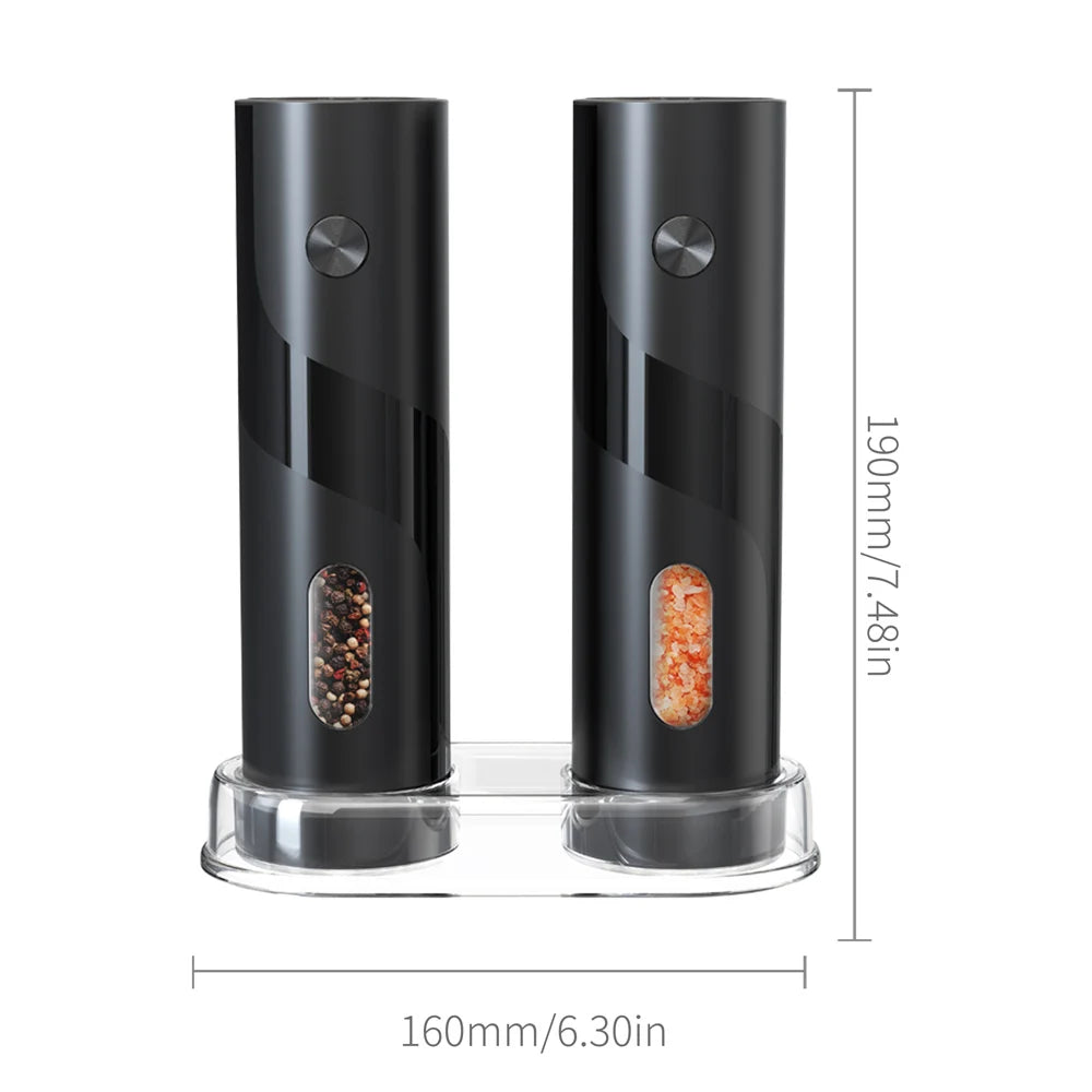 1/2 pcs Electric Automatic Salt and Pepper Grinder Set Led Light Grinder Set Spice Mill Adjustable Spices Grinder Kitchen Tools