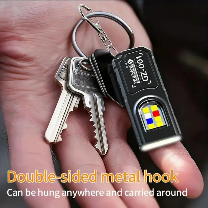 Rechargeable LED Keychain Flashlight - Mini USB-C Torch with COB Work Light and Magnet