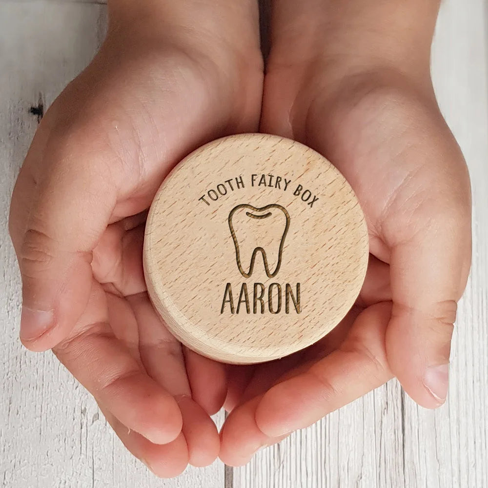 Personalized Tooth Fairy Box First Birthday Gift Keepsake Engraved Custom Name Wooden Teeth Keepsake Milk Tooth Boxes