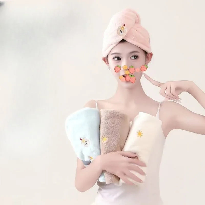 Dry Hair Towel Household Double-layers Waterproof Thick Women's Oilproof Shampoo Bathing Hat Wash Make-up Head Cover Hair Bonnet