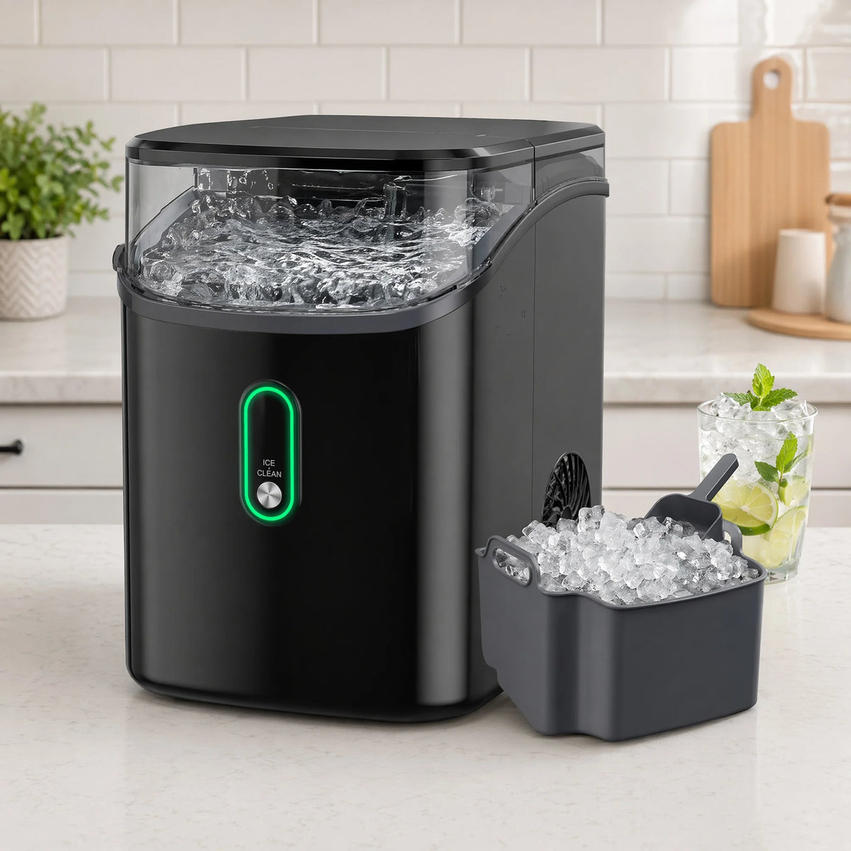 Nugget Ice Maker, Countertop Chewable Ice Machine