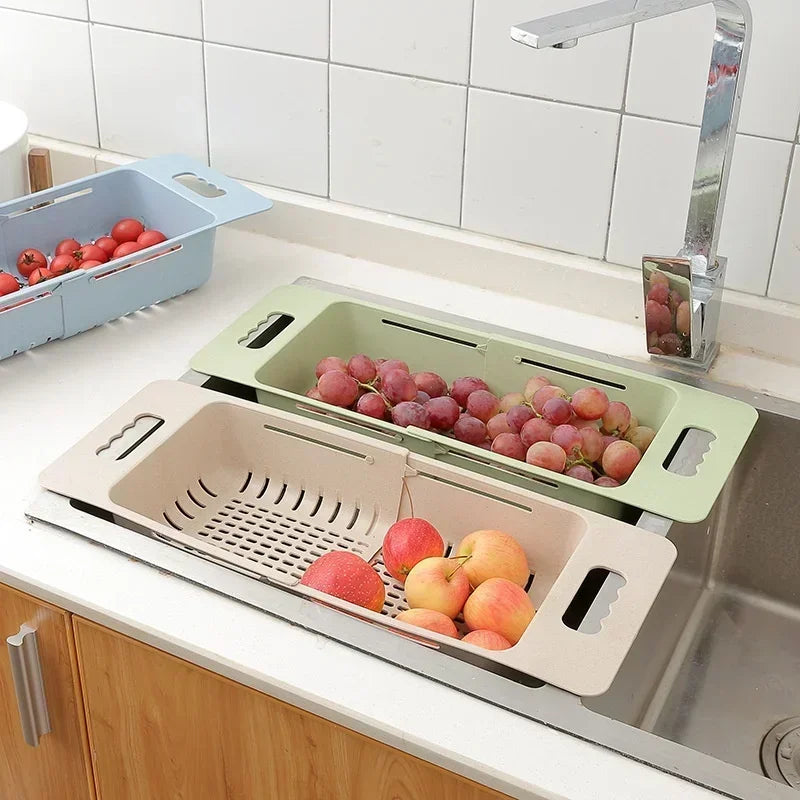 Adjustable Expandable Sink Colander & Drain Basket — Eco-Friendly Wheat Straw | Fits All Sinks