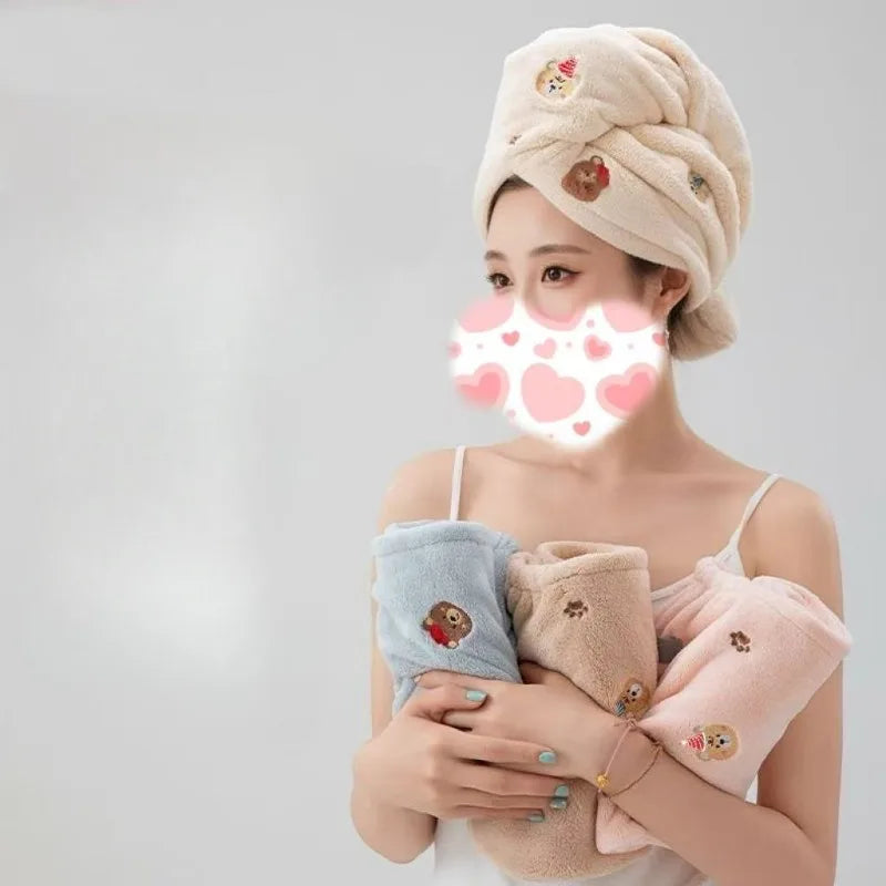 Dry Hair Towel Household Double-layers Waterproof Thick Women's Oilproof Shampoo Bathing Hat Wash Make-up Head Cover Hair Bonnet