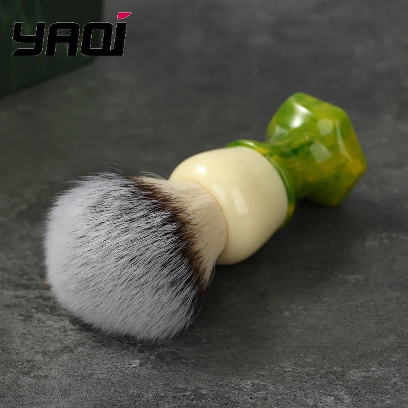 Premium Wet Shaving Brush – Synthetic Hair, Green Resin Handle, 24mm Knot