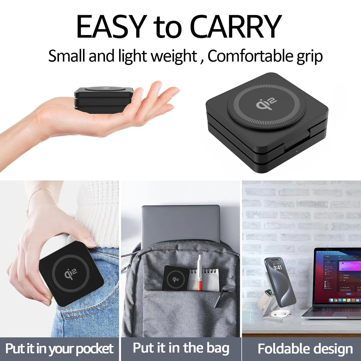 Qi2 3-in-1 Magnetic Wireless Charging Stand for iPhone, Apple Watch & AirPods