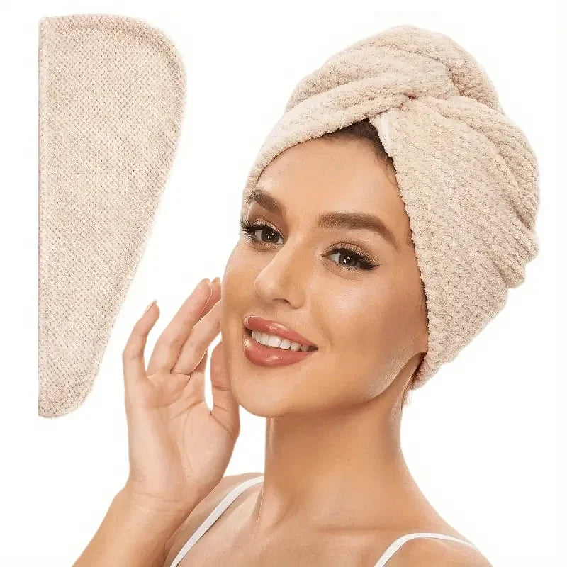 Daily household bath towels, hair drying caps, size 9.8 inches x 25.5 inches, women's adjustable absorbent hair towel