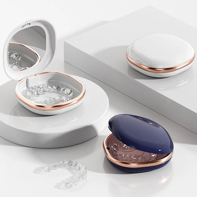 Fashion Braces Case with Mirror Dental Retainer Box Magnetic Aligner Mouth Guard Container For Teeth Travel False Denture Boxes