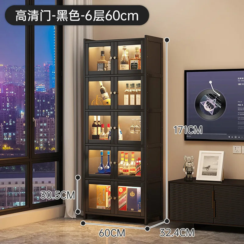 Wine cabinet against the wall Locker Living room Household Baijiu red wine large capacity acrylic transparent storage cabinet
