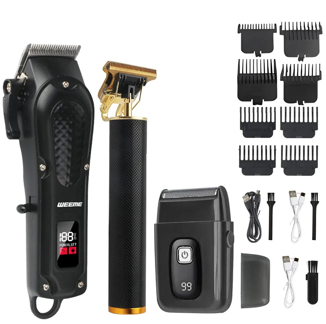 T9 Cordless Hair Clipper with Anti-Slip Grip, 4 Guide Combs and USB-C Charging