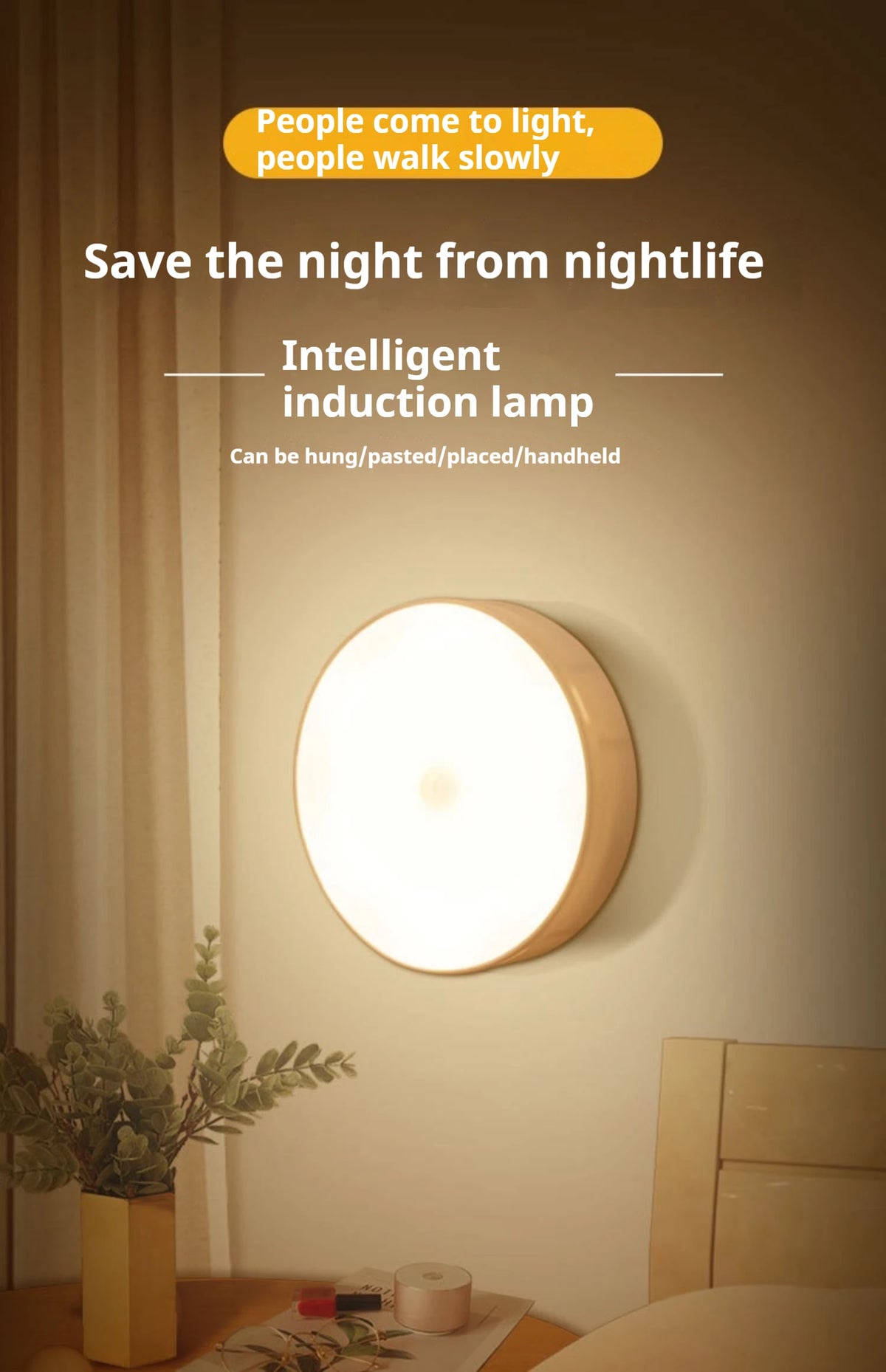 USB Rechargeable Motion Sensor Night Light – LED Puck Light for Cabinet, Hallway & Stairs