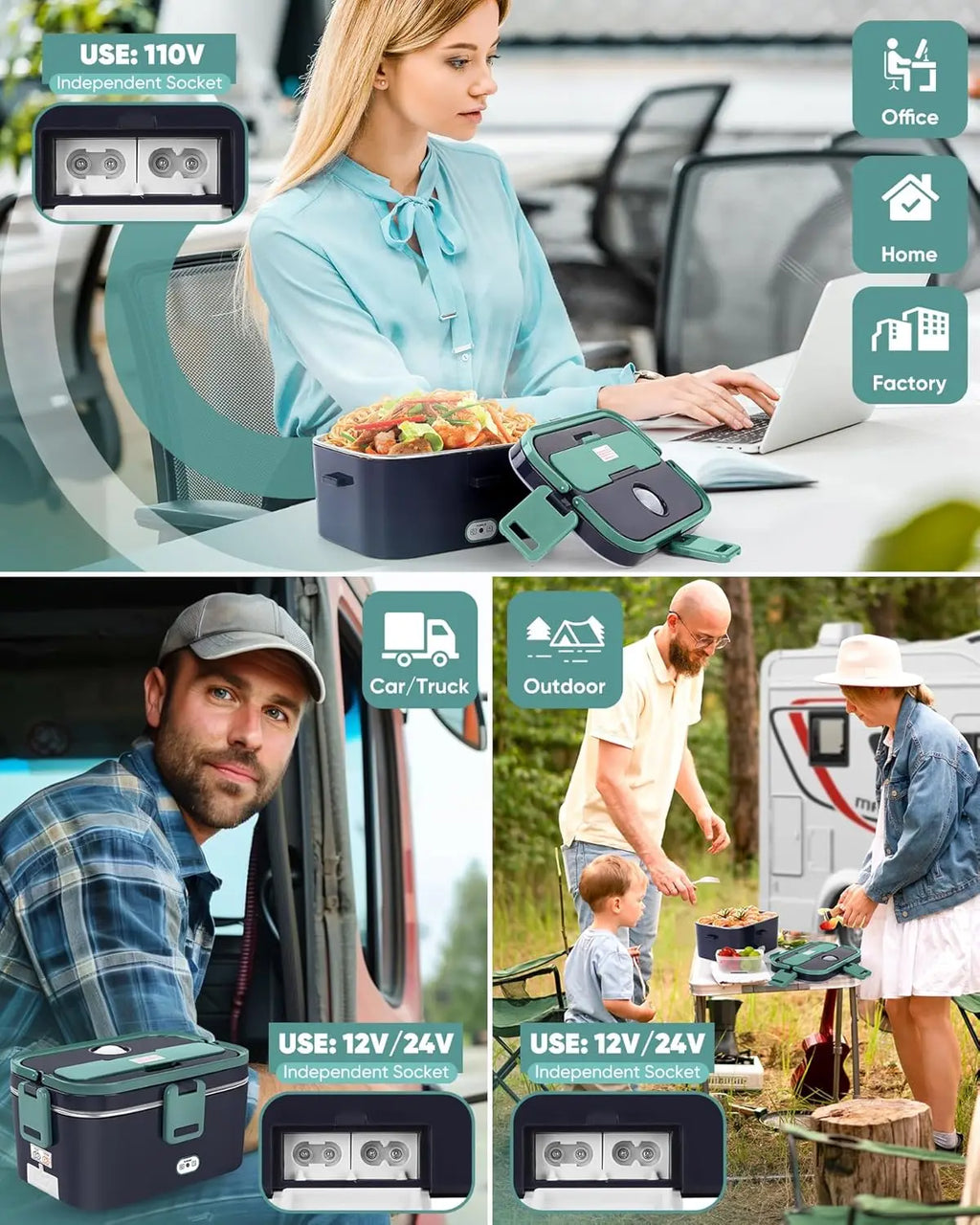 Electric Heated Lunch Box – 1.8L with Salad Box & Carry Bag