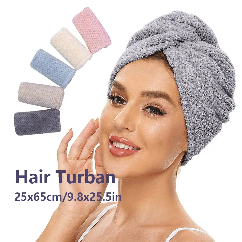 Daily household bath towels, hair drying caps, size 9.8 inches x 25.5 inches, women's adjustable absorbent hair towel