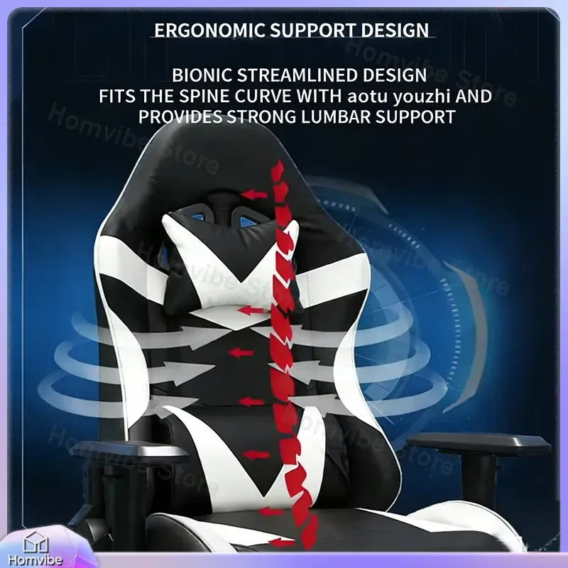 Ergonomic Gaming Chair with Footrest and Lumbar Support