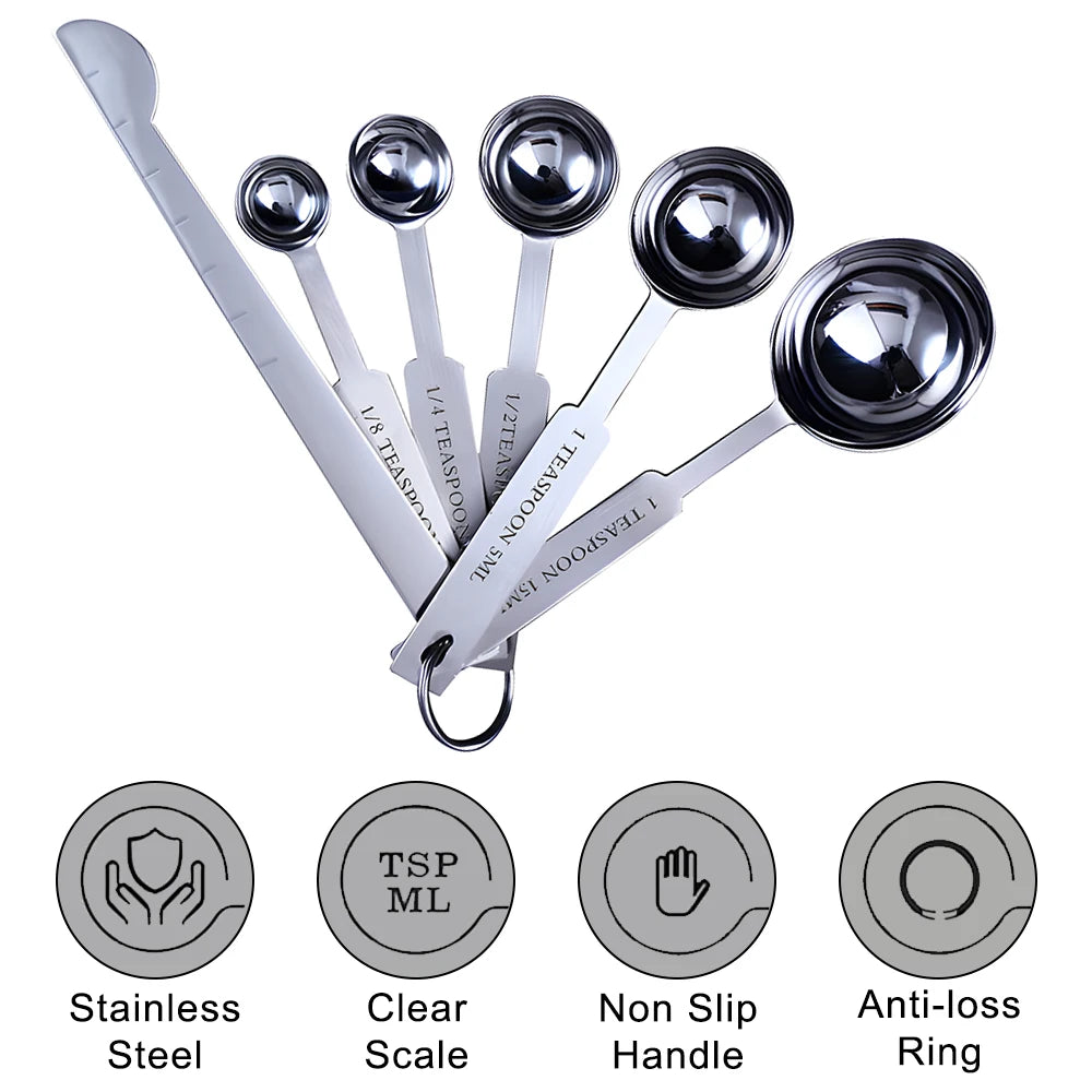 Stainless Steel Measuring Cups & Spoons Set – Stackable Baking Tools