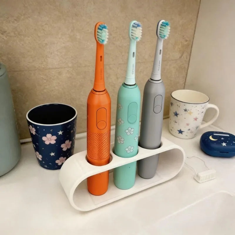 Electric toothbrush holder for bathroom use, large capacity design to store 3 toothbrushes and keep space tidy