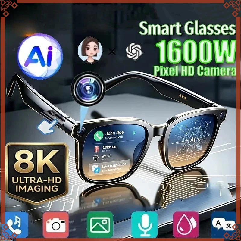 AI Camera Smart Glasses with Bluetooth & Touch Controls