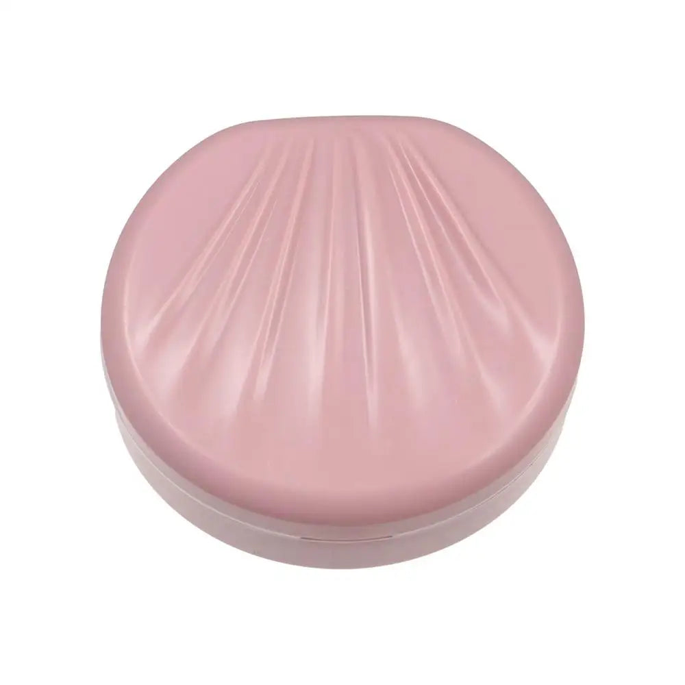 Double Layer Orthodontic Retainer Case Mouthguard with Mirror Denture Bath Storage Box Shell Shaped Cleaning Tooth