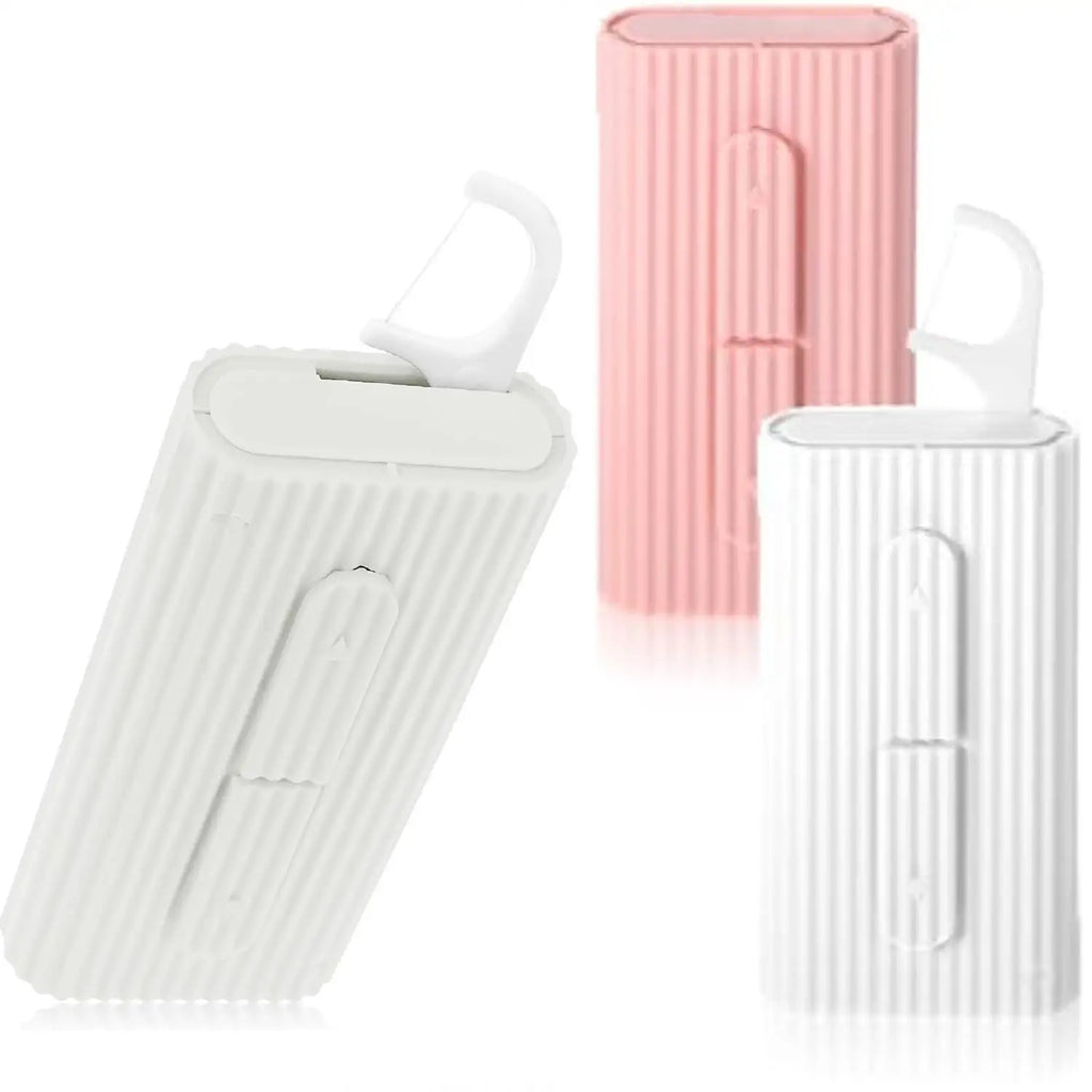 Portable Automatic Dental Floss Dispenser Pop-up Travel Floss Pick Storage Case Refillable Mini Toothpick Holder Box Pocket Floss Stick Organizer for Oral Hygiene Teeth Cleaning