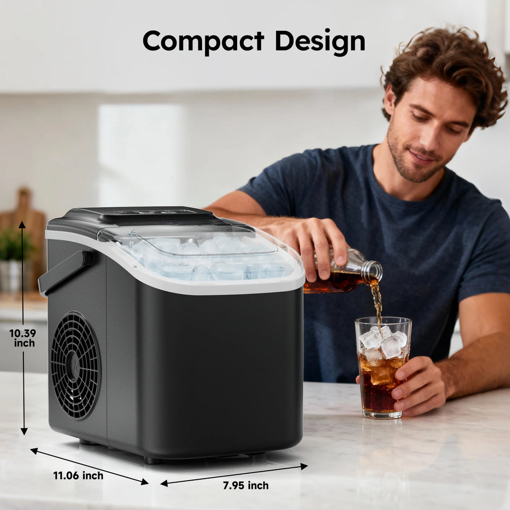 Portable Countertop Ice Maker with Handle, Bullet Ice