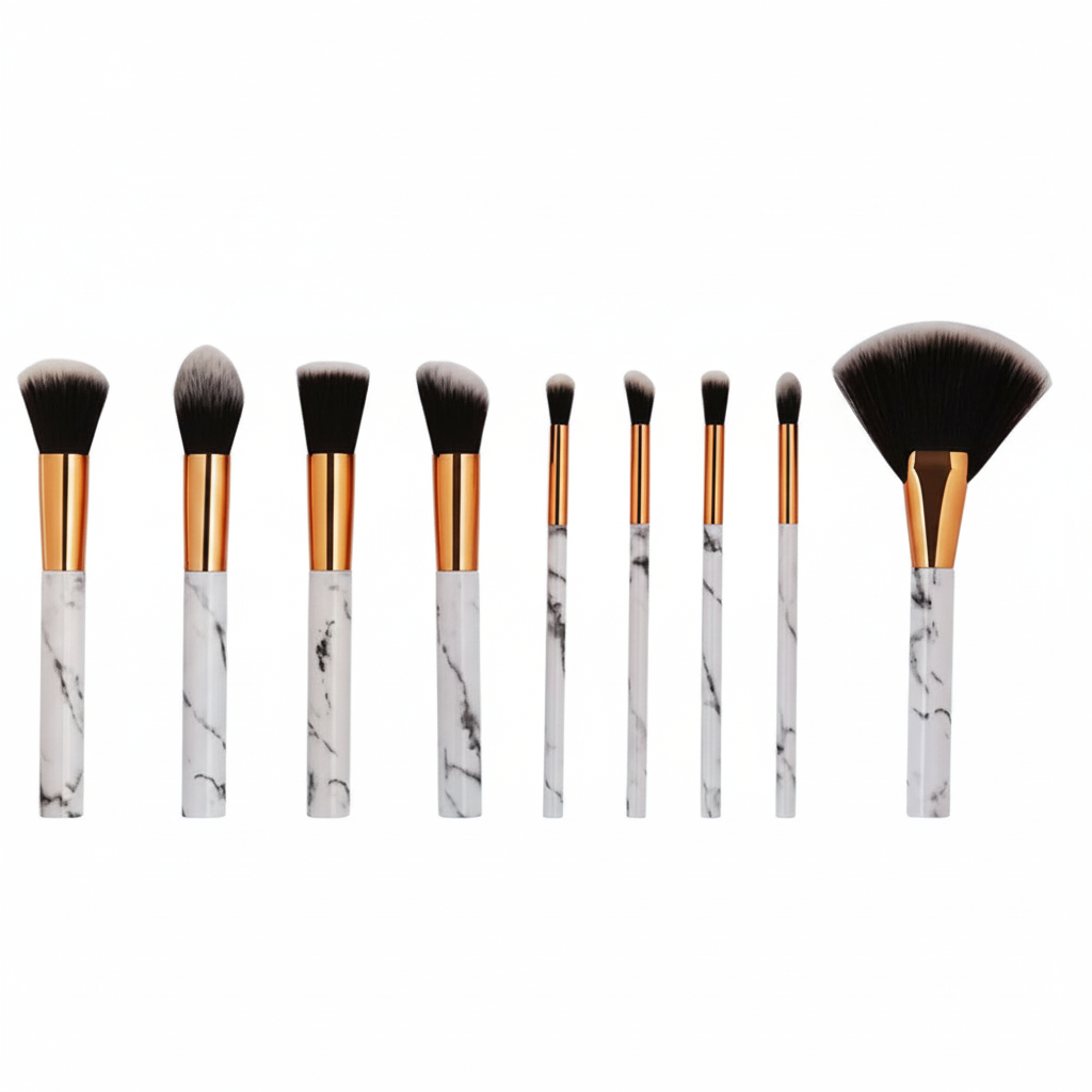 9-Piece Marble Handle Makeup Brush Set Hero