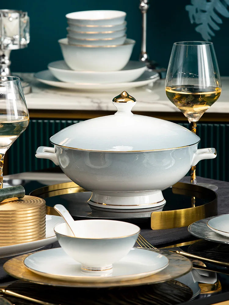 High-end cutlery set Modern light luxury Jingdezhen bone china