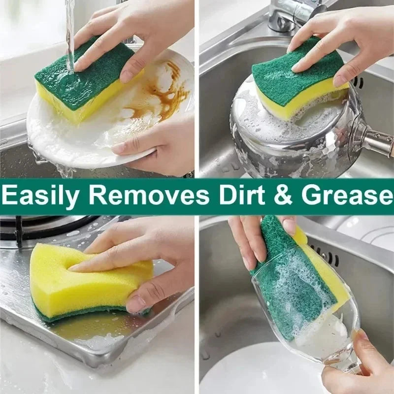Double-Sided Kitchen Sponge Scrubber – Absorbent Sponge & Scouring Pad, Pack of 10/30/50