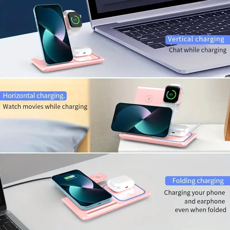 3-in-1 Wireless Charging Stand for Phone, Watch & Earbuds