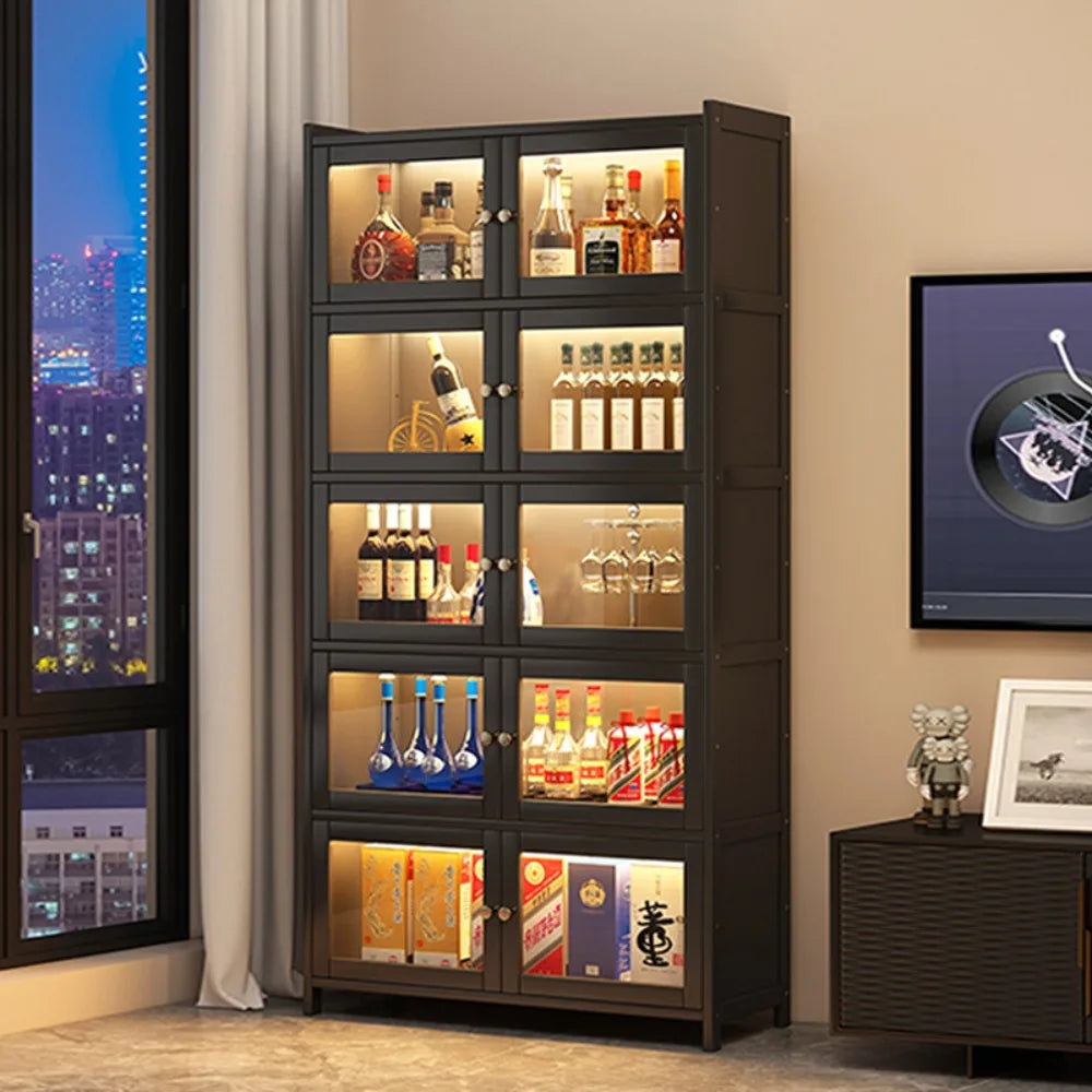 Wine cabinet against the wall Locker Living room Household Baijiu red wine large capacity acrylic transparent storage cabinet