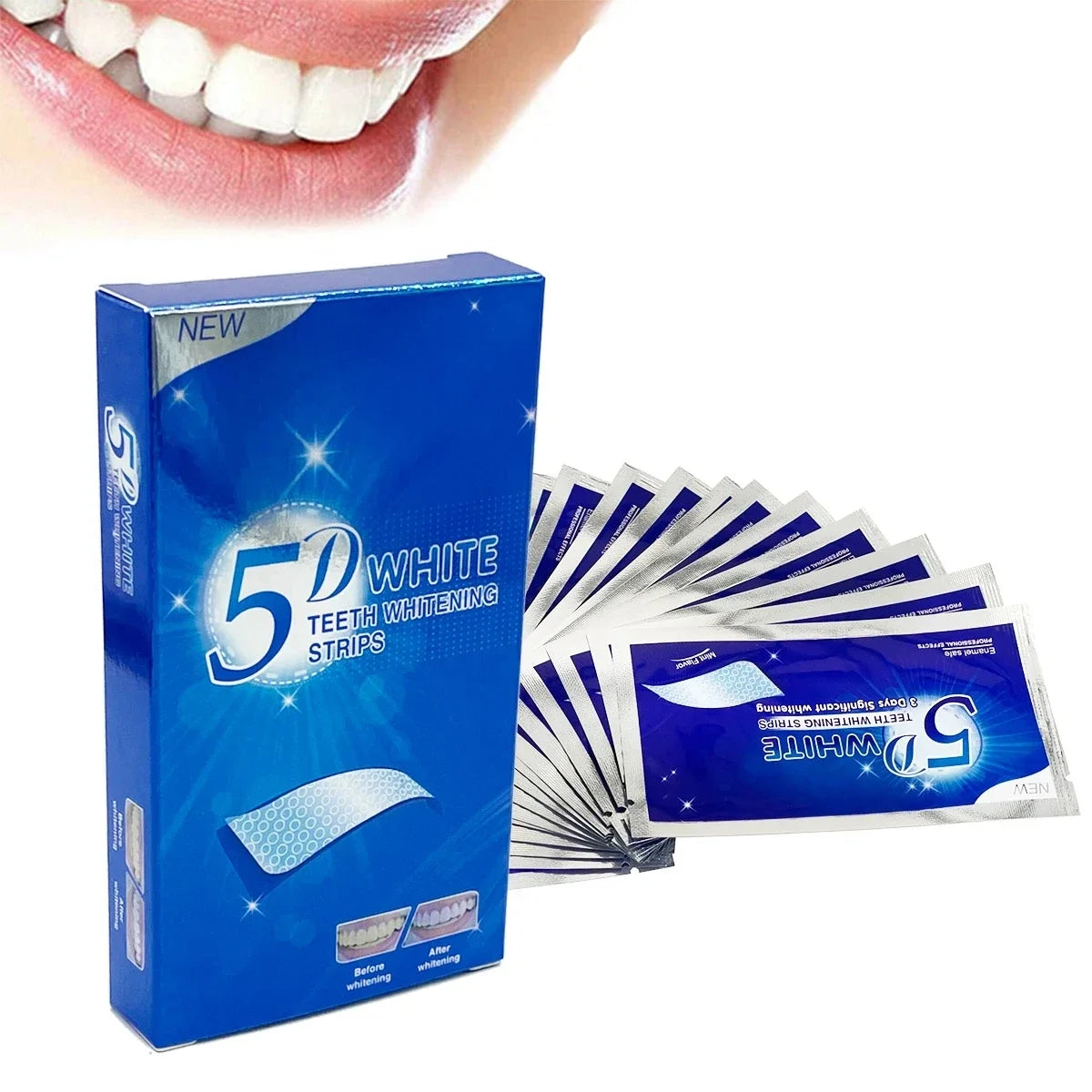 5D Whitening Teeth Stickers 7/14 Pairs Gel Whitening Strips Stain Removal Oral Hygiene Care Strip Dental Bleaching Tools Teeth