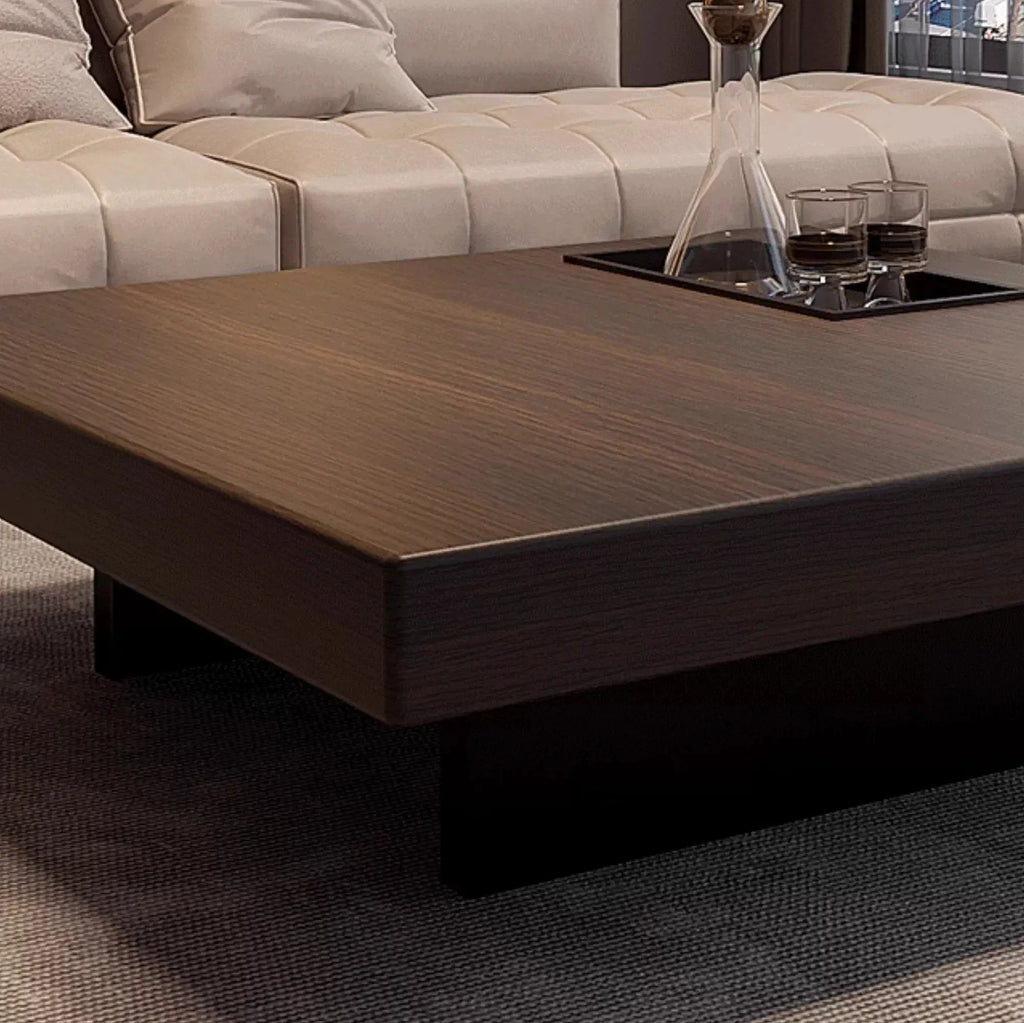 Walnut-Stained Solid Wood Floating Coffee Table