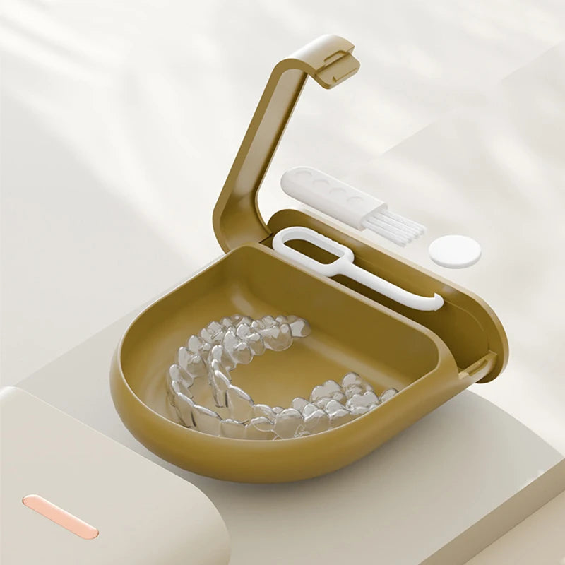 Fashion Retainer Case with Retainer Remover Tool Tight Snap Lock Orthodontic Mouth Guard Case with Vent Holes for Office Travel
