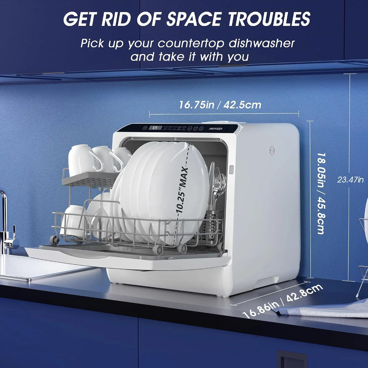 Portable Countertop Dishwasher with 5L Water Tank