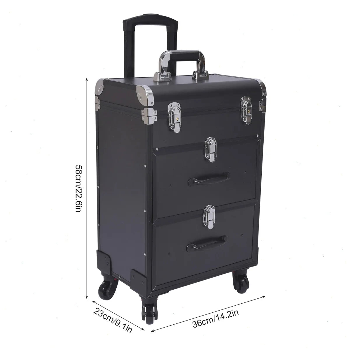 3-Tier Rolling Makeup Train Case with Wheels