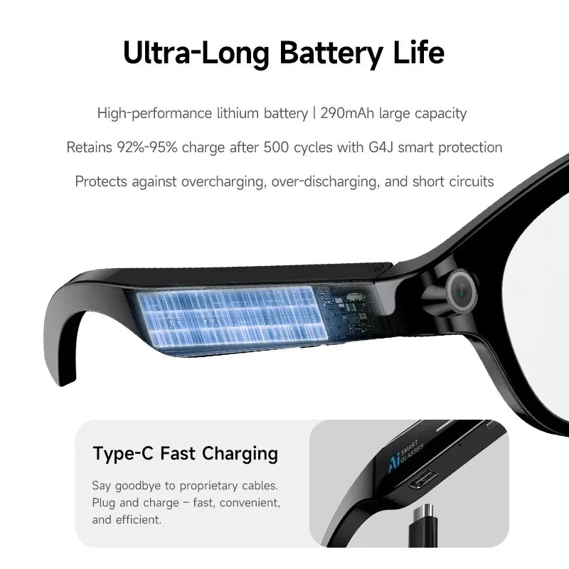 AI Camera Smart Glasses with Bluetooth & Touch Controls
