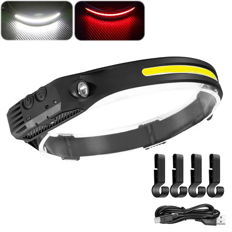 USB Rechargeable LED Head Torch with Motion Sensor