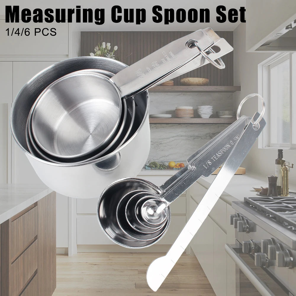 Stainless Steel Measuring Cups & Spoons Set – Stackable Baking Tools