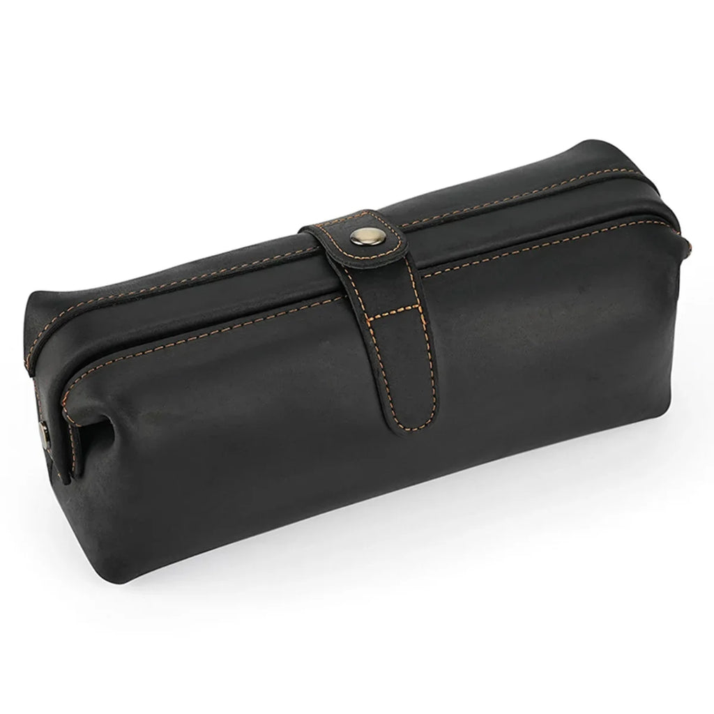 Genuine Leather Makeup Purse Organizer Bag for Perfumes and Cosmetic Outdoor Travel Large Capacity Cowhide Wash Bag Unisex