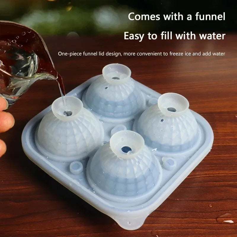 Silicone Ice Ball Mould with Lid - Round & Square Whisky Ice Tray