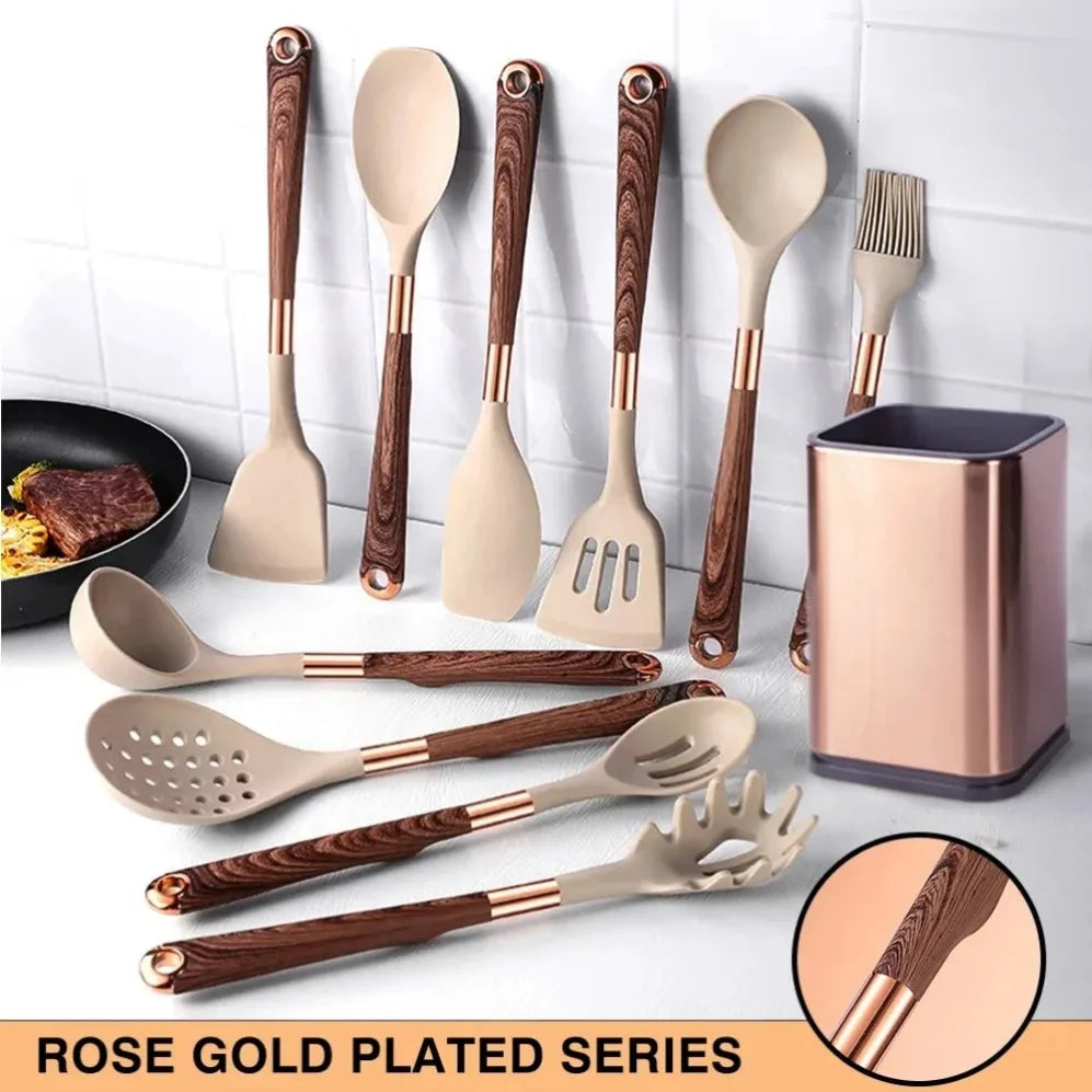 Silicone Kitchen Utensil with Rose-Gold-Tone Handle – Choice of Style
