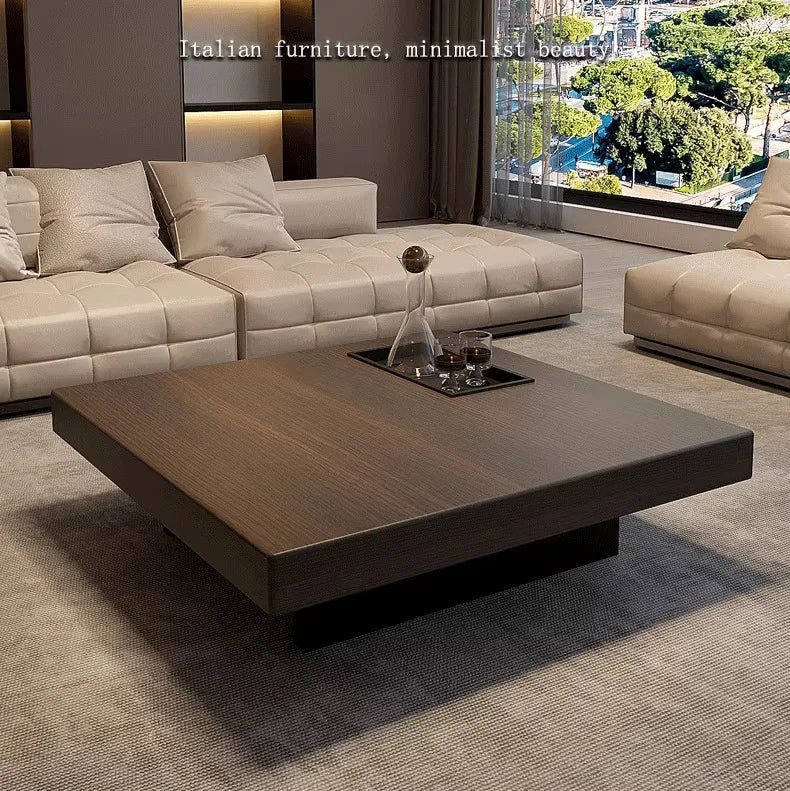 Walnut-Stained Solid Wood Floating Coffee Table