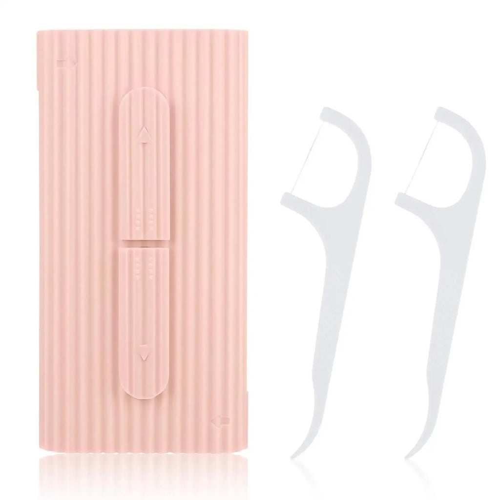 Portable Automatic Dental Floss Dispenser Pop-up Travel Floss Pick Storage Case Refillable Mini Toothpick Holder Box Pocket Floss Stick Organizer for Oral Hygiene Teeth Cleaning
