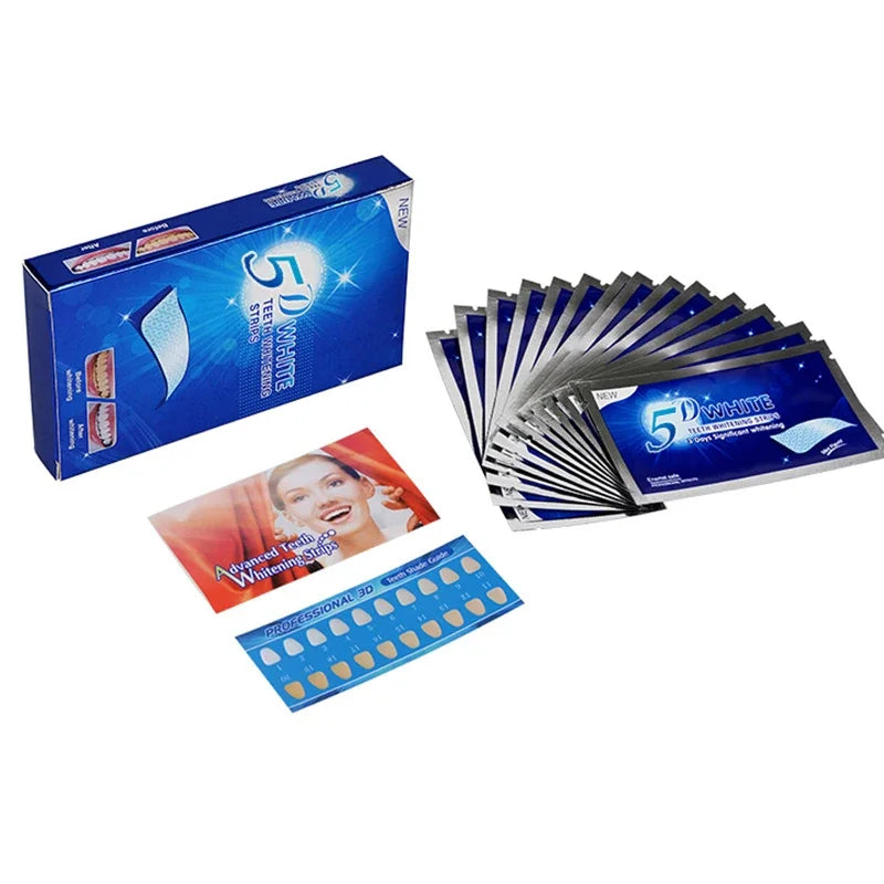 5D Whitening Teeth Stickers 7/14 Pairs Gel Whitening Strips Stain Removal Oral Hygiene Care Strip Dental Bleaching Tools Teeth