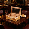 Wooden Cigar Humidor with Hygrometer and Humidifier – Approx. 35 Cigars