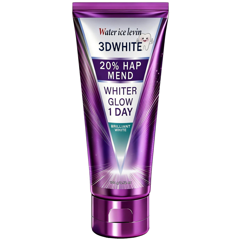 20% HAP 3D White Toothpaste - 1 Day Whiter Teeth, Deep Stain Remover, Cool Menthol for Fresh Breath & Strong Enamel