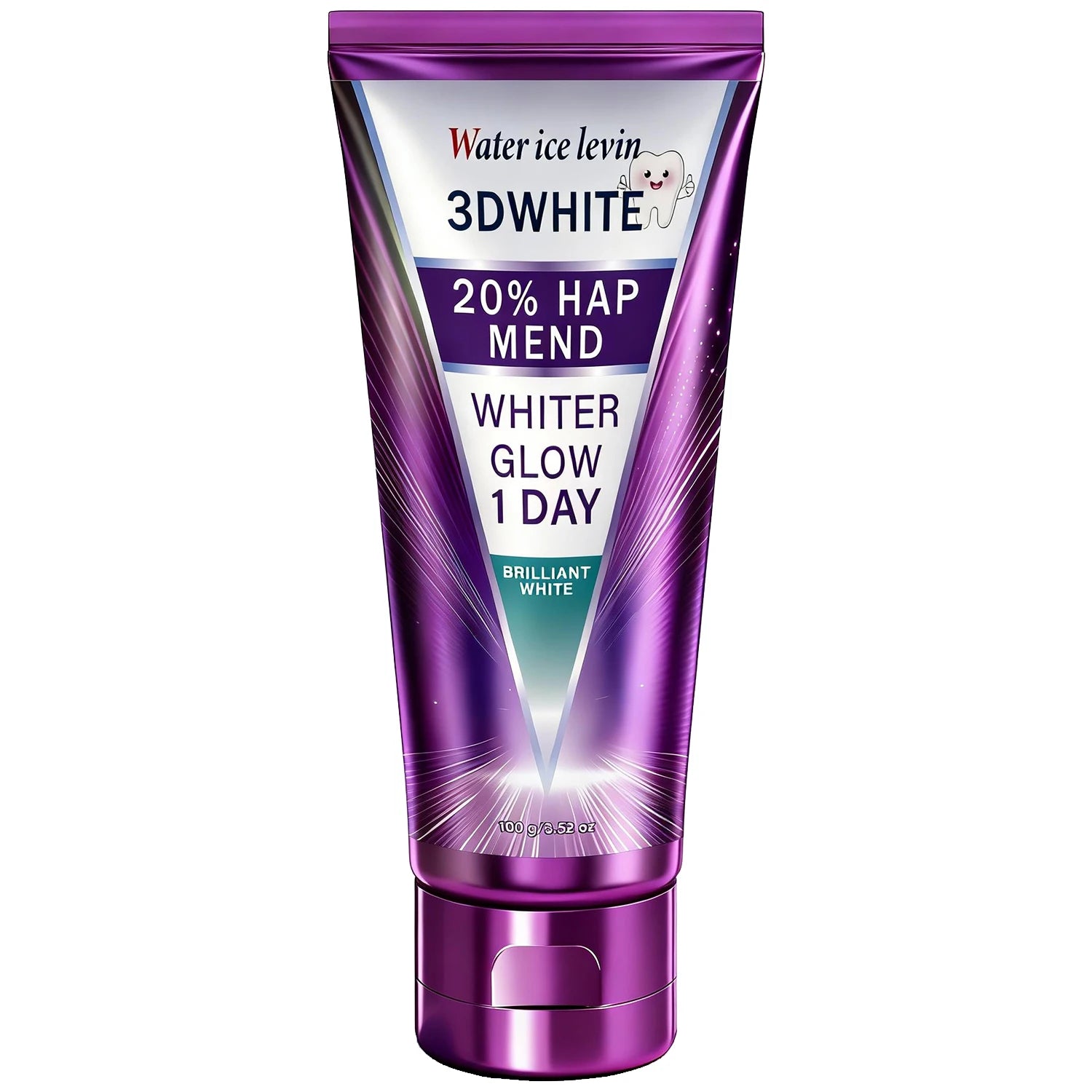 20% HAP 3D White Toothpaste - 1 Day Whiter Teeth, Deep Stain Remover, Cool Menthol for Fresh Breath & Strong Enamel
