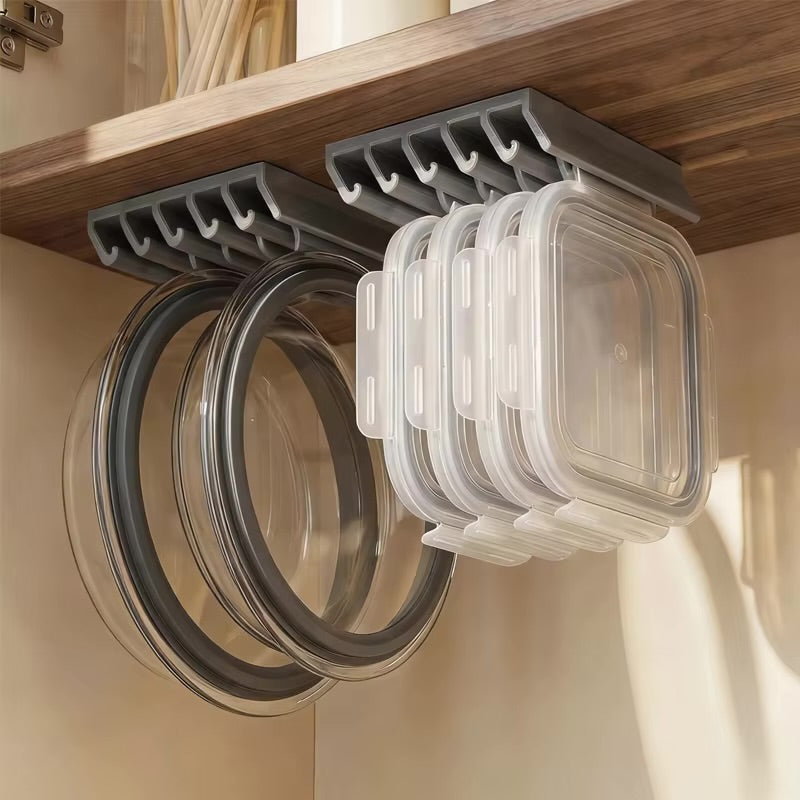 5-Slot Food Container Lid Holder for Kitchen Cabinets